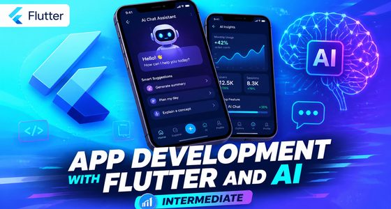 App development with Flutter and AI class cover