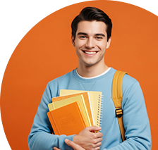 Smiling student holding notebooks